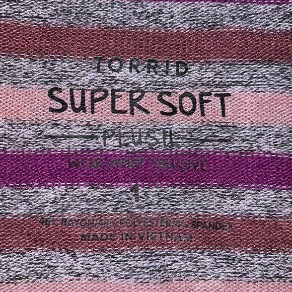 Torrid Womens Pullover Sweater Striped Super Soft Plush Comfy Pink 1X 14 16 - Picture 6 of 16